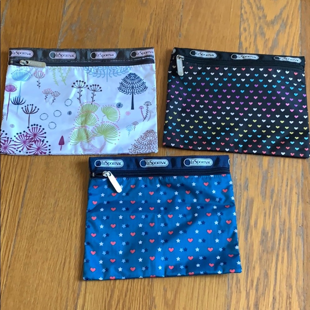 Bundle Lot of 3 LeSportsac Cosmetic Travel bag